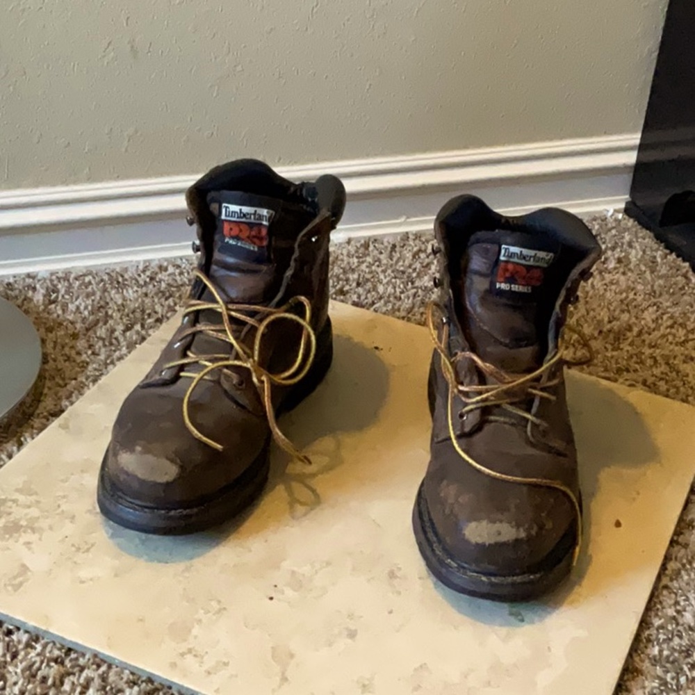 Timberland size 9 comfort suspension pro series shoes leather brown boots